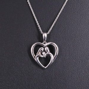 Sterling Silver Necklace & Couple w-Baby Heart Pendant stamped 925